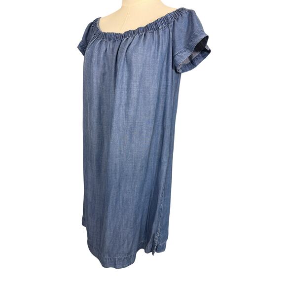 Cloth & Stone Off Shoulder Chambray Tencel Lyocell Dress Blue Size M - Picture 3 of 5